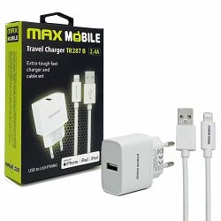 MAXMOBILE KUĆNI PUNJAČ SET 2U1 iPhone LIGHTNING-USB 2.4A MFI Apple TR287B