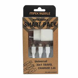 SMART PACK KUĆNI ADAPTER USB TR-219 2.4A+ 3u1 KABEL