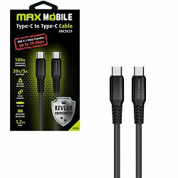 MAXMOBILE DATA KABEL TYPE C-TYPE C UDC3029 KEVLAR crna 3.1Gen.100W 5A 1.2m