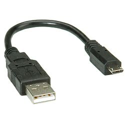 Roline USB2.0 kabel TIP A(M) na Micro B(M), 0.15m crni