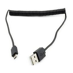 Roline USB2.0 kabel TIP A(M) na Micro B(M), spiralni, 1.0m crni