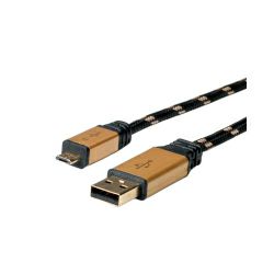 Roline GOLD USB2.0 kabel TIP A(M) - Micro B(M), 0.8m crno/zlatni