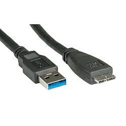 Roline USB3.0 kabel TIP A(M) - Micro B(M), 0.8m crni