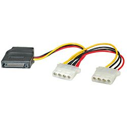 Roline interni Y-naponski kabel, SATA - 3×4-pin, 0.2m