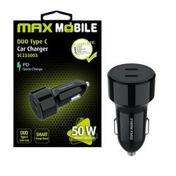 MAXMOBILE AUTO Adapter PD QC 3.0 DUO TYPE C SC-233003,50W QUICK CHARGE crni