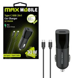 MAXMOBILE AUTO ADAPTER PD QC 3.0 TYPE C, SC-198008+Type C kabel, 30W