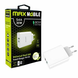 MAXMOBILE KUĆNI ADAPTER QC 3.0 QUICK CHARGE DUAL USB TR-255 5.4A,30W