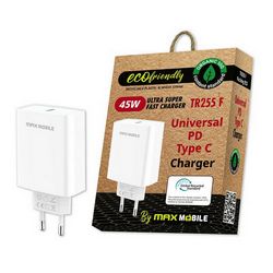MAXMOBILE KUĆNI PUNJAČ PD SUPER FAST CHARGE TYPE C TR-255 F 45W, GRS, ECO