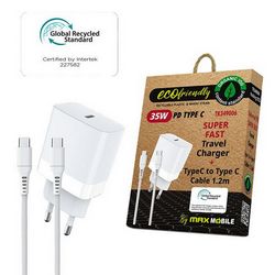 MAXMOBILE KUĆNI PUNJAČ PD SUPER FAST CHARGE 2U1 TYPEC+KABEL,TR-349006,GRS,ECO35W