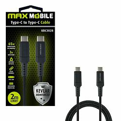 MAXMOBILE DATA KABEL TYPE C-TYPE C UDC3028 KEVLAR crna QC 3A 2m
