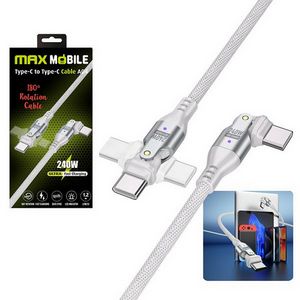 MAXMOBILE DATA KABEL TYPE C-TYPE C A04 WHITE QC 240W,Dual rotate,1.2m