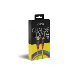 Kabel ADDA USB-209-RB, Fusion Charge+Data, USB-A na Type-C, 3.1A, pleteni, 1m dugine boje