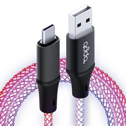 Kabel ADDA USB-204-RGB, Ambient RGB Charge+Data, USB-A na Type-C, 15W, 1m crni