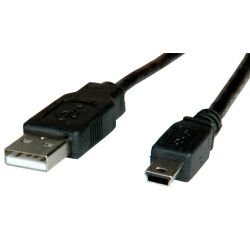 Roline USB2.0 kabel TIP A(M) na Mini 5-pin(M), 1.8m crni