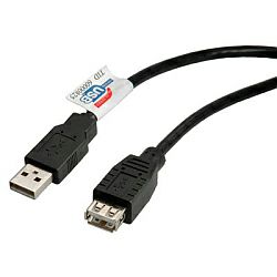 Roline USB2.0 kabel TIP A-A M/F 1.8m crni (produžni)