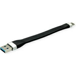 Roline USB3.2 Gen 1 silikonski kabel TIP A-C M/M, 0.11m crni