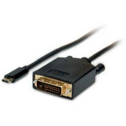 Roline VALUE USB-C - DVI kabel, M/M, 2.0m crni