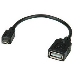 Roline VALUE USB2.0 kabel TIP A(F) na Micro B(M), 0.15m crni