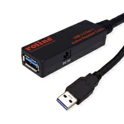 Roline USB3.2 Gen1 aktivni produžni kabel sa ponavljačem, 15m crni
