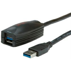 Roline USB3.0 aktivni produžni kabel sa ponavljačem, 5.0m crni
