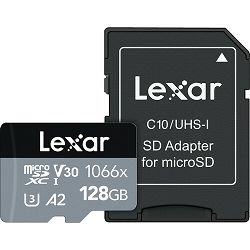 128GB Lexar® High-Performance 1066x microSDXC™ UHS-I, up to 160MB/s read 120MB/s write C10 A2 V30 U3