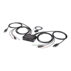 DisplayPort KVM prekidač STARTECH.COM s dva priključka (4K 60Hz, UHD DP 1.2 USB KVM prekidač s 4ft kabelima i audio, napajanje iz USB-a i daljinsko prebacivanje, KVM / audio prekidač)
