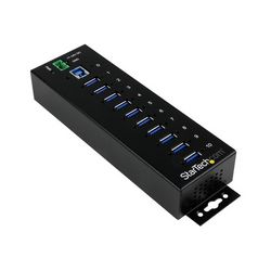 USB hub STARTECH.com 10-Port USB 3.0 Hub (Metal Industrial USB-A Hub with ESD & Surge Protection, Din Rail, Wall or Desk Mountable, TAA Compliant USB Expander Hub (ST1030USBM), 10 portova)