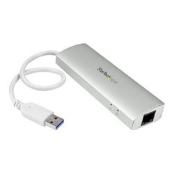 USB 3.0 Hub STARTECH.COM USB 3.0 Hub s tri priključka s Gigabit Ethernetom (do 5 Gbps, prijenosni USB port proširitelj s ugrađenim kabelom 