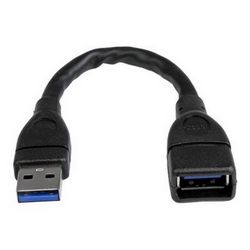 Produžni kabel USB 3.0 STARTECH.COM USB3EXT6INBK duljine 6 in (15 cm) (USB-A muško na USB-A žensko, USB 3.1 Gen 1 (5Gbps) produžni kabel za priključke) 