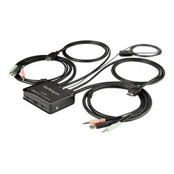 StarTech.com 2 Port HDMI KVM Switch - 4K 60Hz - Compact UHD HDMI USB KVM Switch with 4ft Cables & Audio - Bus Powered & Remote Switching (SV211HDUA4K) - KVM / audio switch - 2 ports