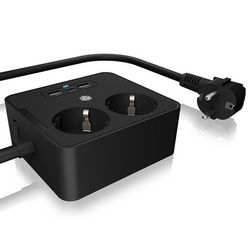 Utičnica za stol ili zidnu montažu s USB punjačem ICY BOX IB-MPS2220B-CH