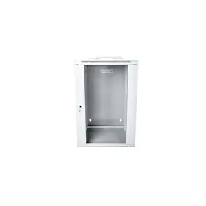 19" 15U wall-mounted network rack cabinet 600x600, glass door, grey, split design, assembled, 60kg