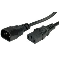Roline naponski kabel PC-Monitor, IEC320 C14-C13 10A, M/F, 0.5m crni