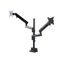 StarTech.com Desk Mount Dual Monitor Arm, Full Motion Monitor Mount for 2x VESA Displays up to 32" (up to 17lb/8kg), Ergonomic Vertical Stackable Arms, Articulating, Height Adjustable - Pole Mount, C-