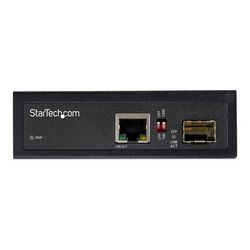 StarTech.com Industrial Fiber to Ethernet Media Converter, 1Gbps SFP to RJ45/ Cat6, Singlemode/Multimode Optical Fiber to Copper Gigabit Eternet Network, 12-56V DC, IP-30/ -40 to +75C - Fiber Media Co