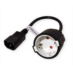 Roline VALUE naponski kabel, IEC320 C14-CEE 7/7, M/F, 0.3m crni