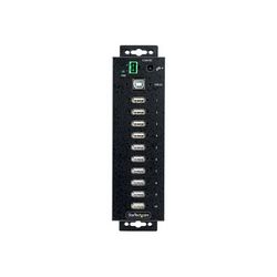 Industrijski USB 2.0 hub STARTECH.COM (10-port, otporan na ESD razinu 4, DIN/zidni/stolni montažni USB-A hub, višeportni s zaključavanjem, metalna konstrukcija) 