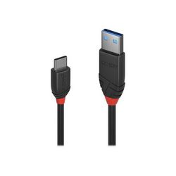USB-C kabel LINDY crna Line (24-pinski USB-C na USB tip A, 1 m)