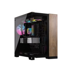 Kućište za računalo CORSAIR 6500X Midi TG (Crno s detaljima od orahovog drva)