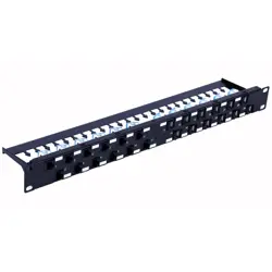 Patch panel TECHLY 24x RJ45 Cat6a UTP Keystone, 1U, Diagonal Ports
