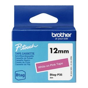 Tapes Brother BTAGP35 12MM WHITE ON PINK TAPE