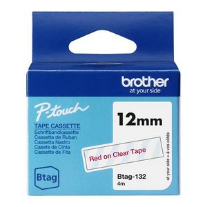 Tapes Brother BTAG132 12MM RED ON CLEAR TAPE