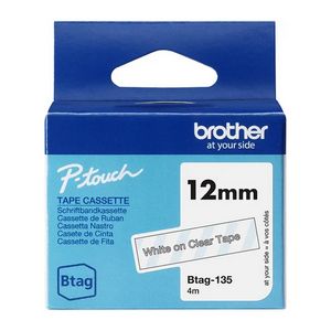 Tapes Brother BTAG135 12MM WHITE ON CLEAR TAPE