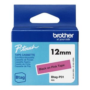 Tapes Brother BTAGP31 12MM BLACK ON PINK TAPE