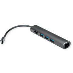 Roline VALUE USB-C docking station, 4K HDMI, 3×USB 3.2 Gen 1, G-LAN