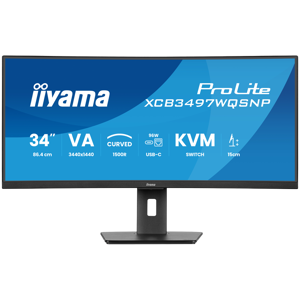 34" UW Curved VA-panel, 3440x1440-120Hz, 350cdm, 0,4ms MPRT, Speakers,USB-C Dock (LAN/KVM/95W PD),DisplayPort, 2xHDMI,USB HUB (2x3.2 2xC) ,Adaptive Sync.15cm Height Adj. Stand