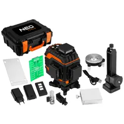 3D Laser NEO TOOLS 75-140 12 linija, torba za nošenje, ciljna ploča, magnetski držač, punjač