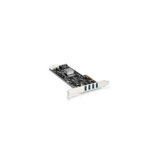 Kartica za računalo s 4 USB 3 porta, PCIE, 4 kanala (Boja: crna, Brzina prijenosa: do 5 Gbps)