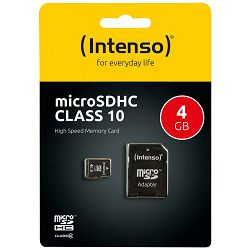 INTENSO Micro SD Kartica 4GB Class 10 (SDHC & SDXC) sa adapterom - SDHCmicro+ad-4GB/Class10