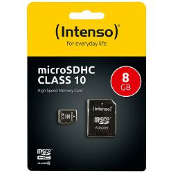 INTENSO Micro SD Kartica 8GB Class 10 (SDHC & SDXC) sa adapterom - SDHCmicro+ad-8GB/Class10